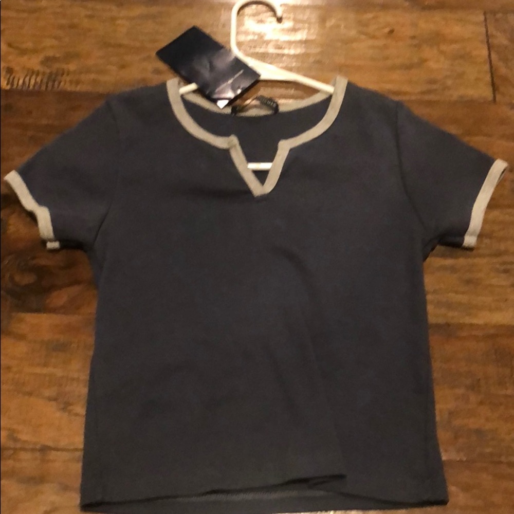 Brandy Melville Navy Cut-Out Tee
